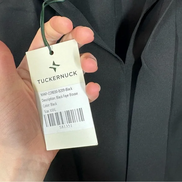 Tuckernuck Pomander Place Black Faye Blouse High Neck Ruffle Back Bow Size XXXL - Picture 4 of 8